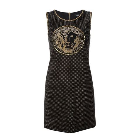 veesus versace black embellished|New Versace Versus Black Gold Studded Lionhead Dress 44 .